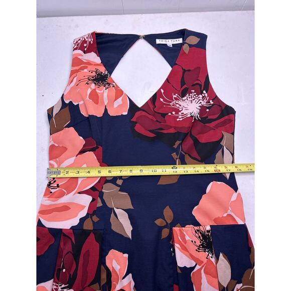 Trina Turk Devoted Floral-Print Pleated Sleeveless Dress, Multi. Size 14 - Picture 7 of 9